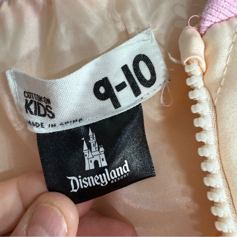 Disneyland Pink and White Quilted Kids Jacket Size‎ 9-10 Full Zip Mickey Mouse